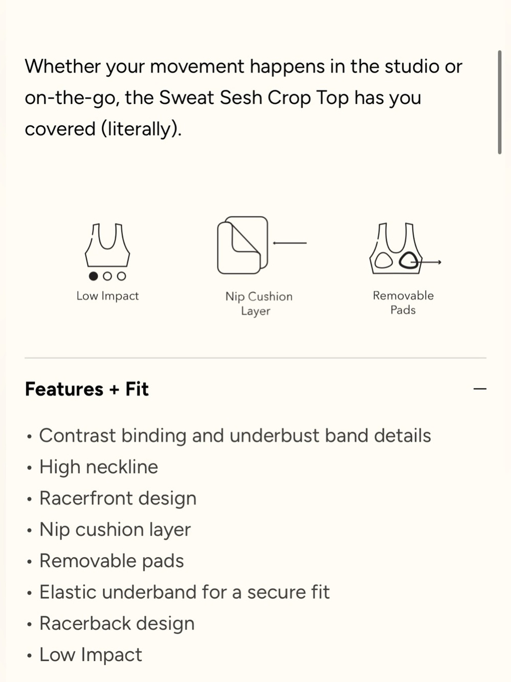 NWT Pop Flex Sweat Sesh Crop Top - Picture 6 of 6